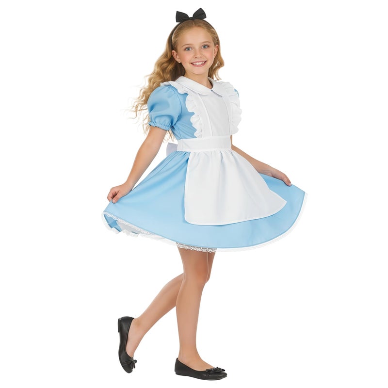fun shack Alice in Wonderland Costume Kids, Alice Costume Girls, Book Characters Costumes for Kids, Medium - Image 1